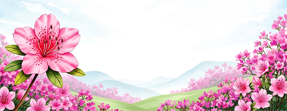 JPG 식물 계절 꽃 화초 분홍색 컬러 백그라운드 잎 일러스트 자연 하늘 생명 산 풍경 봄 발전 언덕 부드러움 조화 뷰티풀 국내일러스트 AI일러스트 AI콘텐츠 컨셉 감각 생태계 파일형식