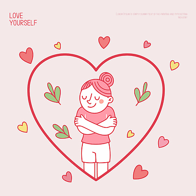 디자인 행복 감정 예술 잎 일러스트 사랑 소녀 그래픽 하트 표현 메시지 심플 긍정 자아 치유 마음건강 국내일러스트 AI파일 모양 식물 여자 어린이 컨셉 마음 파일형식 벡터