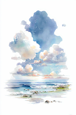 JPG 파도 바다 컬러 일러스트 자연 하늘 날씨 해변 물 일몰 수면 일기예보 지평선 흐림 수평선 국내일러스트 AI일러스트 AI콘텐츠 자연요소 노을 생태계 파일형식