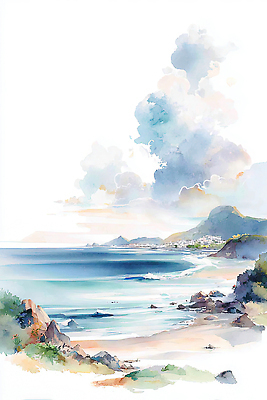 JPG 바다 컬러 여행 일러스트 모션 자연 하늘 수채화 산 거리 풍경 해변 물 산책 도시 서핑 그림 조화 국내일러스트 AI일러스트 AI콘텐츠 자연요소 휴식 수상스포츠 생태계 파일형식