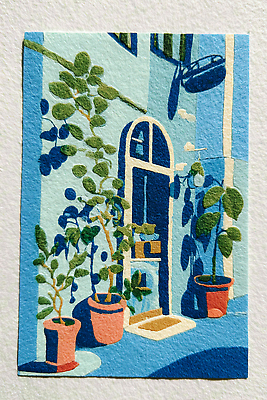 식물 건축물 건축 컬러 내부 생태계 파일형식 파란색 벽 문 화분 거리 화초 건물 자연 도시 디지털아트 수채화 예술 실내 정원 장식 구조물 디자인 따뜻함 JPG 국내일러스트 일러스트