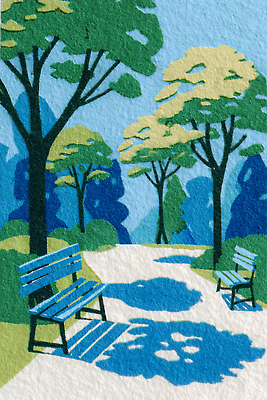 식물 계절 공공시설 길 컬러 잎 의자 모션 휴식 건강 생태계 파일형식 공원 나무 벤치 산책로 파란색 하늘 날씨 사람 걷기 풍경 자연 그림 평면 디자인 여름 운동 나뭇잎 산책 구역 JPG 국내일러스트 일러스트