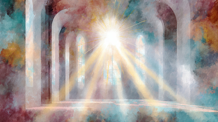 JPG 모양 기독교 종교 컬러 일러스트 창문 자연 밝음 풍경 내부 빛 햇빛 교회 공간 원근감 분위기 신비 그림 장면 국내일러스트 AI일러스트 AI콘텐츠 뷰포인트 컨셉 종교건축 건물 태양 생태계 파일형식