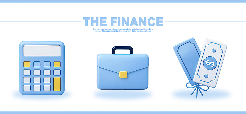 PSD 편집이미지 기호 디자인 돈 서류가방 그래픽 금융 경제 파란색 계산기 업무 사무 재산 회계 재정 편집3D 문자 컬러 가방 문구용품 3D 장비 작업 파일형식