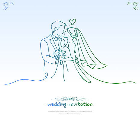 디자인 커플 기념일 행복 선 꽃다발 하늘색 신랑 결혼 백그라운드 라인일러스트 일러스트 결혼식 키스 사랑 이벤트 로맨틱 만남 축하 그림 초대장 국내일러스트 AI파일 꽃 감정 컨셉 관계 카드_감사 파란색 애정표현 파일형식 벡터