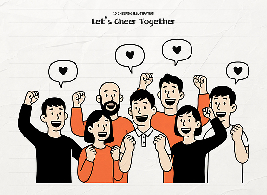 손 감정 얼굴 포즈 일러스트 응원 모션 협력 함께함 웃음 여러명 기쁨 모임 표현 분위기 군중 즐거움 소통 순간 국내일러스트 AI파일 다수 컨셉 표정 사람 신체부위 파일형식 벡터