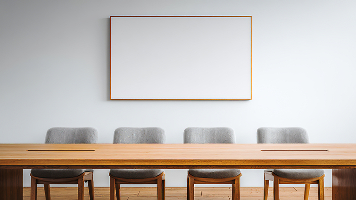 JPG 편집이미지 디자인 벽 의자 회의 프레임 사무실 공간 모임 작업 회의실 일렬 정리 나무탁자 편집실사 AI포토 AI콘텐츠 가구 비즈니스 탁자 CG 파일형식