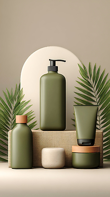 JPG 식물 편집이미지 디자인 컬러 백그라운드 자연 인테리어 화장품 원형 배열 크림 친환경 패키지 스킨케어 편집실사 AI포토 AI콘텐츠 도형 뷰티 환경 CG 생태계 파일형식