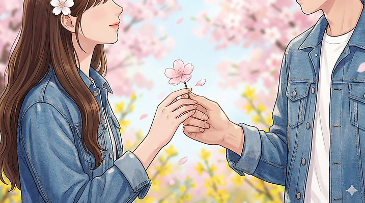 JPG 손 커플 계절 여자 남자 꽃 행복 여행 일러스트 관계 자연 사랑 미소 햇빛 정원 봄 만남 벚꽃 약속 봄소풍 봄여행 뷰티풀 순간 국내일러스트 AI일러스트 AI콘텐츠 식물 감정 컨셉 표정 사람 신체부위 태양 소풍 생태계 파일형식