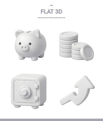 PSD 아이콘 돈 비즈니스 흑백 금융 경제 3D아이콘 동전 회색 저축 저금통 재산 투자 상승 통화 자본 재정 컬러 컨셉 모션 촬영기법 파일형식
