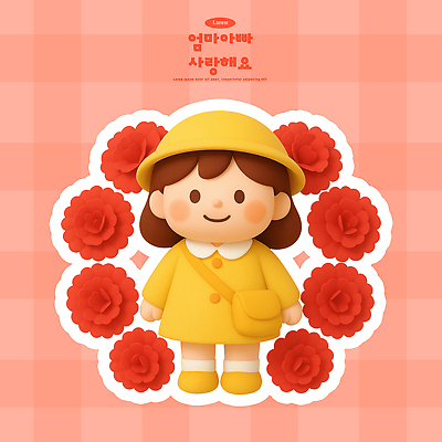 식물 교육 꽃 어린이 컨셉 무늬 표정 사람 3D 5월 파일형식 체크무늬 미소 장식 캐릭터 디자인 귀여움 인형 백그라운드 컬러 편집3D 편집이미지 PSD 카네이션 유치원생 유치원 가정의달