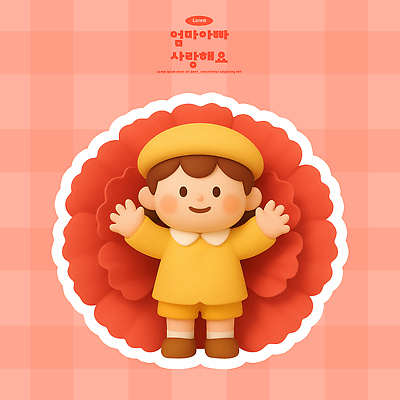 식물 손 교육 꽃 어린이 컬러 모션 표정 사람 3D 5월 파일형식 캐릭터 노란색 미소 백그라운드 장식 양손 서기 밝음 디자인 편집3D 편집이미지 PSD 카네이션 유치원생 유치원 가정의달