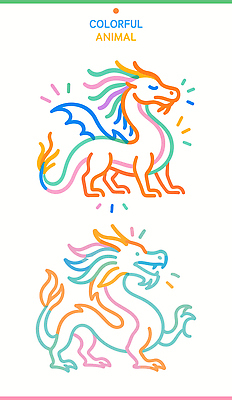 동물 캐릭터 디자인 예술 선 컬러 포즈 라인일러스트 일러스트 창조 장식 표현 화려 그림 드래곤 상상력 창의력 테마 국내일러스트 AI파일 컨셉 파일형식 벡터