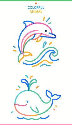 동물 캐릭터 디자인 물결 예술 바다 컬러 라인일러스트 일러스트 자연 물 수중 수영 수중동물 표현 고래 즐거움 돌고래 그림 국내일러스트 AI파일 자연요소 감정 포유류 수상스포츠 생태계 파일형식 벡터