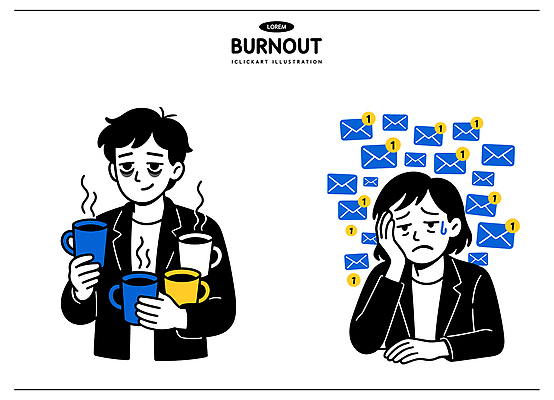 감정 커피 일러스트 커뮤니케이션 스트레스 직장 피곤 일상 표현 업무 작업 직장인 메시지 불안 고민 소음 긴장 소통 번아웃증후군 국내일러스트 AI파일 직업 음료 컨셉 회사 라이프 소리 사회이슈 파일형식 벡터