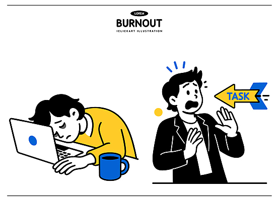 남자 감정 커피 일러스트 스트레스 피곤 일상 컴퓨터 사무실 표현 업무 작업 직장인 무서움 동료 걱정 그림 번아웃증후군 국내일러스트 AI파일 직업 음료 컨셉 비즈니스 관계 사람 라이프 전자제품 사회이슈 파일형식 벡터