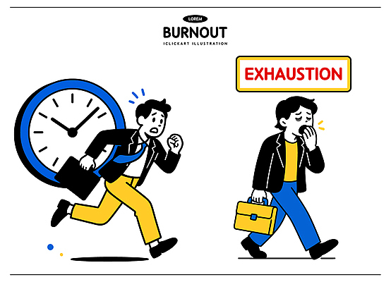 남자 가방 일러스트 스트레스 피곤 생활 사무실 달리기 시간 작업 직장인 계획 강의 고민 문서 출근 긴장 초침 게으름 심리 무기력 번아웃증후군 국내일러스트 AI파일 직업 잡화 감정 시계 컨셉 비즈니스 모션 사람 사회이슈 출퇴근 파일형식 벡터