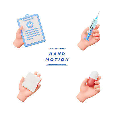 의학 의료기기 모션 신체부위 3D 디지털합성 파일형식 손 주사기 약 건강 손짓 진료 치료 병원 환자 문서 편집3D PSD 편집이미지