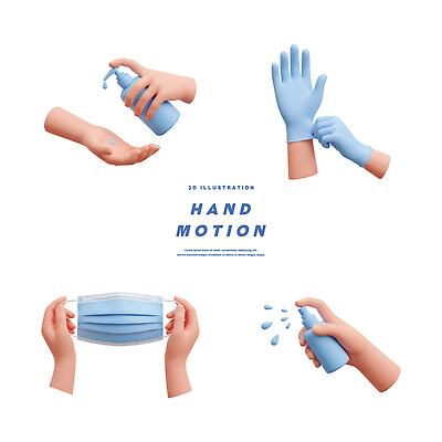 PSD 편집이미지 손 의학 건강 마스크 손짓 위생 세척 청소 예방 고무장갑 손씻기 방역 손세정제 코로나바이러스 편집3D 장갑 모션 3 신체부위 3D 바이러스 씻기 고무 세정제 파일형식