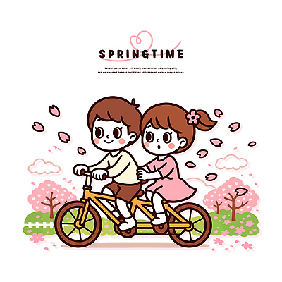 공원 꽃잎 어린이 일러스트 자연 놀이 풍경 친구 운동 노란색 자전거 봄 벚꽃 즐거움 동심 국내일러스트 AI파일 계절 공공시설 꽃 감정 컬러 관계 건강 사람 바이크 생태계 파일형식 벡터