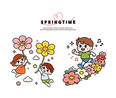 식물 계절 공공시설 감정 표정 사람 생태계 파일형식 벡터 어린이 꽃 봄 놀이 거리 공원 컬러 자연 모션 웃음 행복 그림 여름 날씨 하늘 국내일러스트 일러스트 AI파일