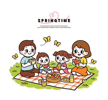 공원 행복 어린이 음식 나비 일러스트 가족 자연 엄마 디저트 수박 함께함 대화 웃음 잔디 여름 소풍 봄 아빠 돗자리 국내일러스트 AI파일 식물 계절 공공시설 감정 곤충 컨셉 과일 관계 표정 말하기 사람 야외활동 생태계 파일형식 벡터