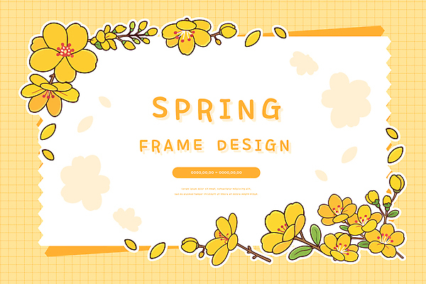 디자인 계절 꽃 컬러 백그라운드 일러스트 자연 프레임 그래픽 장식 노란색 봄 용수철 배열 편지지 그림 벡터 국내일러스트 AI파일 식물 편지 생태계 파일형식