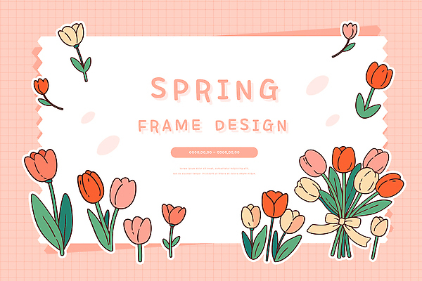 모양 디자인 꽃 상징 컬러 백그라운드 일러스트 자연 생명 프레임 장식 봄 매력적 다양 튤립 그림 향기 꾸미기 단순화된 국내일러스트 AI파일 식물 계절 다수 컨셉 생태계 냄새 파일형식 벡터