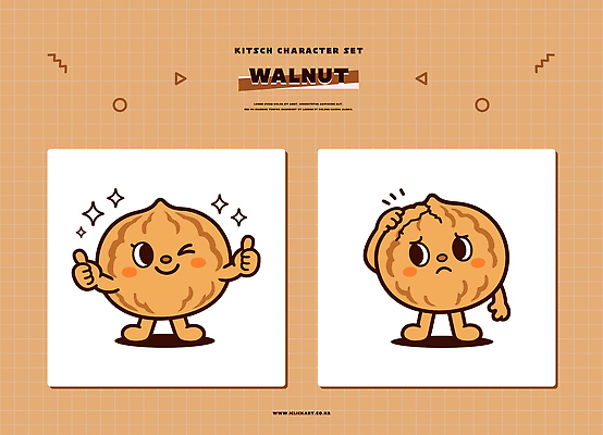 캐릭터 디자인 감정 예술 생각 일러스트 표정 웃음 손짓 세트 귀여움 기쁨 다양 표현 고민 호두 이미지 스타일 일러캐릭터 AI파일 다수 컨셉 모션 견과류 파일형식 벡터