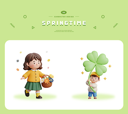 식물 계절 여자 감정 어린이 표정 사람 3D 클로버 생태계 파일형식 봄 소녀 꽃 네잎클로버 모션 백그라운드 컬러 장면 정원 자연 행복 웃음 편집3D 편집이미지 PSD