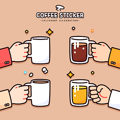 손 디자인 커피 음료 스티커 일러스트 컵 갈색 주황색 카페 양손 표현 그림 손그림 국내일러스트 AI파일 식기 컬러 신체부위 상점 파일형식 벡터