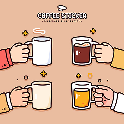 모양 손 디자인 커피 음료 컬러 스티커 일러스트 사람 컵 카페 즐거움 그림 맛있는 차이티 국내일러스트 AI파일 식기 감정 신체부위 차_음료 상점 파일형식 벡터