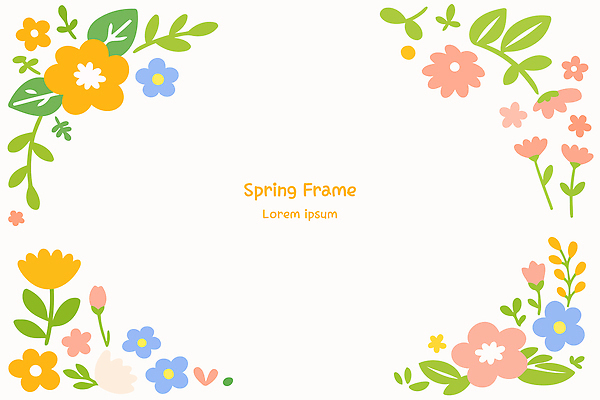 식물 디자인 꽃 컬러 백그라운드 패턴 일러스트 텍스트 자연 프레임 그래픽 장식 봄 공간 표현 화사함 뷰티풀 색감 창의성 카피스페이스 국내일러스트 AI파일 계절 컨셉 무늬 공백 생태계 파일형식 벡터