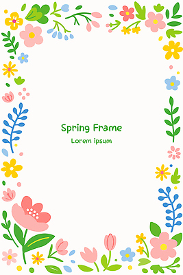 식물 디자인 꽃 컬러 백그라운드 일러스트 봄꽃 자연 프레임 풍경 장식 상자 장미 봄 테두리 단순화된 카피스페이스 국내일러스트 AI파일 계절 공백 생태계 파일형식 벡터
