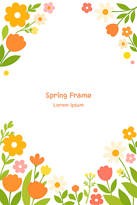 디자인 꽃 컬러 백그라운드 일러스트 자연 수채화 프레임 그래픽 장식 장미 봄 공백 튤립 배열 데이지 화사함 조화 초봄 카피스페이스 국내일러스트 AI파일 식물 계절 컨셉 생태계 파일형식 벡터