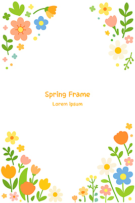 식물 디자인 꽃 컬러 백그라운드 패턴 일러스트 봄꽃 자연 프레임 그래픽 장식 봄 다양 화사함 생동감 핸드메이드 카피스페이스 국내일러스트 AI파일 계절 다수 컨셉 무늬 공백 생태계 파일형식 벡터