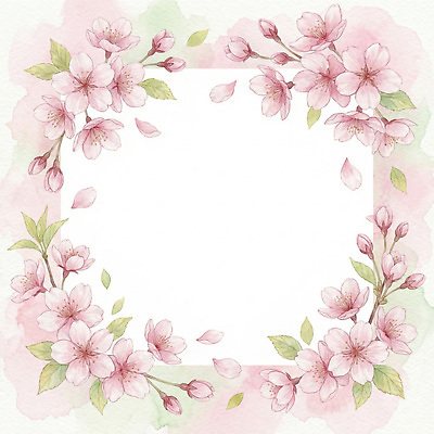 JPG 식물 디자인 계절 꽃잎 꽃 문화 컬러 백그라운드 잎 일러스트 자연 수채화 프레임 한국 미술 장식 봄 벚꽃 화사함 뷰티풀 색감 국내일러스트 아시아 컨셉 문화예술 생태계 파일형식