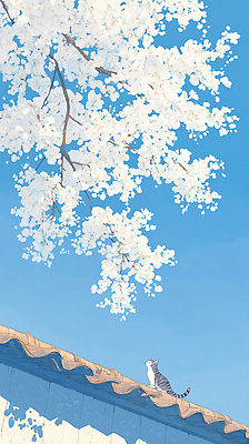 JPG 나무 식물 동물 일러스트 자연 하늘 지붕 주택 풍경 일상 정원 고양이 봄 벚꽃 뷰티풀 스카이 오후 국내일러스트 AI일러스트 AI콘텐츠 계절 꽃 포유류 건물 라이프 반려동물 생태계 파일형식