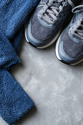 JPG 편집이미지 패션 스포츠 운동화 신발 바닥 프레임 실내 수건 운동 운동기구 목욕 청결 체육관 땀 스타일 카피스페이스 편집실사 건강 내부 위생용품 헬스 공백 위생 CG 파일형식