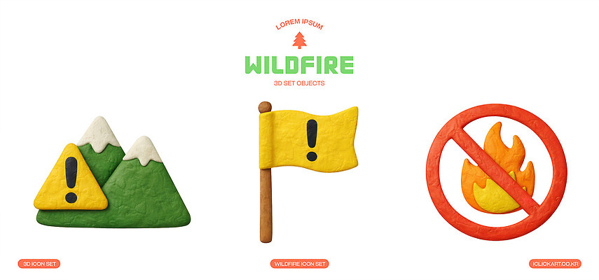 PSD 편집이미지 자연 불 산 경고 안전 금지 깃발 소방 사건 예방 화재 안전교육 편집3D 자연요소 교육 3D 생태계 파일형식