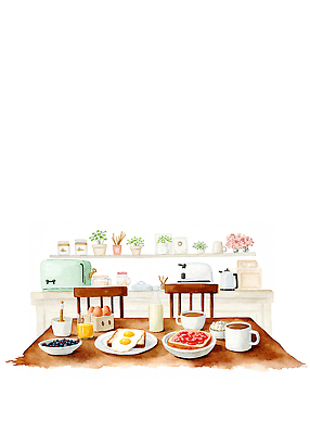 JPG 식물 커피 음식 과일 일러스트 식탁 딸기 주전자 주방용품 아침 수채화 수저 샌드위치 요리 컵 주방 계란 우유 아침식사 설거지 블루베리 브런치 음식준비 홈카페 국내일러스트 AI일러스트 AI콘텐츠 주간 식기 음료 생활용품 가사 탁자 유제품 알 식사 카페 준비 파일형식