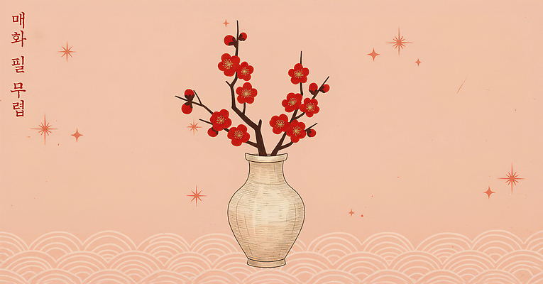 PSD 전통 디자인 꽃 문화 예술 컬러 백그라운드 일러스트 자연 한국 장식 봄 항아리 꽃꽂이 오브젝트 매화 향기 백자 뷰티풀 Vase 국내일러스트 식물 계절 아시아 도자기 생태계 원예 냄새 파일형식