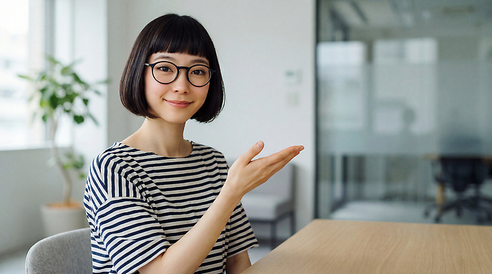 JPG 편집이미지 여자 백그라운드 비즈니스 모션 안내 직장 실내 대화 사람 손짓 사무실 전문직 회의실 모던 의사소통 의료성형뷰티 편집실사 AI인물포토 AI콘텐츠 직업 회사 말하기 내부 CG 파일형식 AI포토