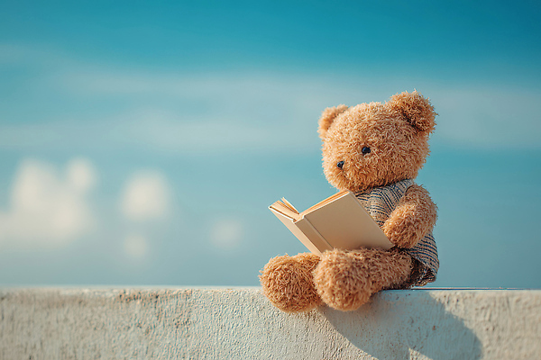 JPG 편집이미지 어린이 하늘 이야기 앉기 야외 책 반려동물 장난감 귀여움 곰인형 발코니 읽기 오브젝트 편집실사 AI포토 AI콘텐츠 동물 인형 컨셉 모션 사람 CG 파일형식