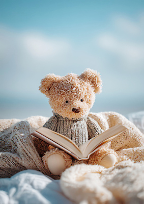 JPG 편집이미지 어린이 인형 모션 하늘 미소 풍경 책 독서 귀여움 곰인형 담요 즐거움 부드러움 편집실사 AI포토 AI콘텐츠 감정 컨셉 표정 사람 감각 CG 파일형식