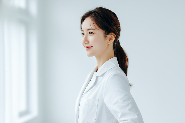 JPG 편집이미지 여자 포즈 의학 실내 표정 건강 실험 치료 의사 흰색 체험 자신감 의료성형뷰티 편집실사 AI인물포토 AI콘텐츠 감정 컬러 컨셉 사람 내부 의료진 CG 파일형식 AI포토