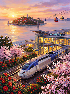 JPG 꽃 바다 섬 여행 교통 일러스트 자연 풍경 해변 노을 기찻길 공간 기차 벚꽃 도시 저녁 케이블카 여수 국내일러스트 자연요소 식물 육상교통 대중교통 야간 전라남도 생태계 파일형식