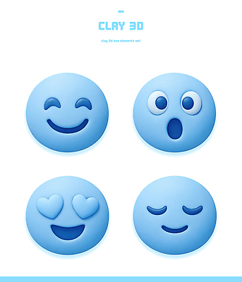 PSD 편집이미지 캐릭터 디자인 감정 표정 사랑 웃음 캐주얼 파란색 3D 표현 편안함 점토 이모티콘 소셜네트워크 편집3D 옷 컬러 감각 디지털합성 파일형식