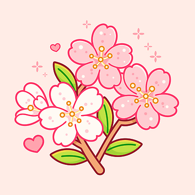 모양 식물 디자인 계절 꽃 화초 분홍색 컬러 백그라운드 일러스트 자연 생명 사랑 장식 봄 벚꽃 하트 뷰티풀 생화 국내일러스트 AI파일 감정 생태계 파일형식 벡터