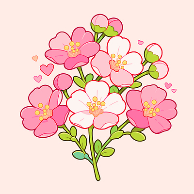 식물 디자인 커플 기념일 꽃 분홍색 꽃다발 데이트 일러스트 자연 생명 선물 사랑 이벤트 장식 봄 벚꽃 하트 화사함 조화 뷰티풀 국내일러스트 AI파일 모양 계절 감정 컬러 컨셉 관계 생태계 파일형식 벡터